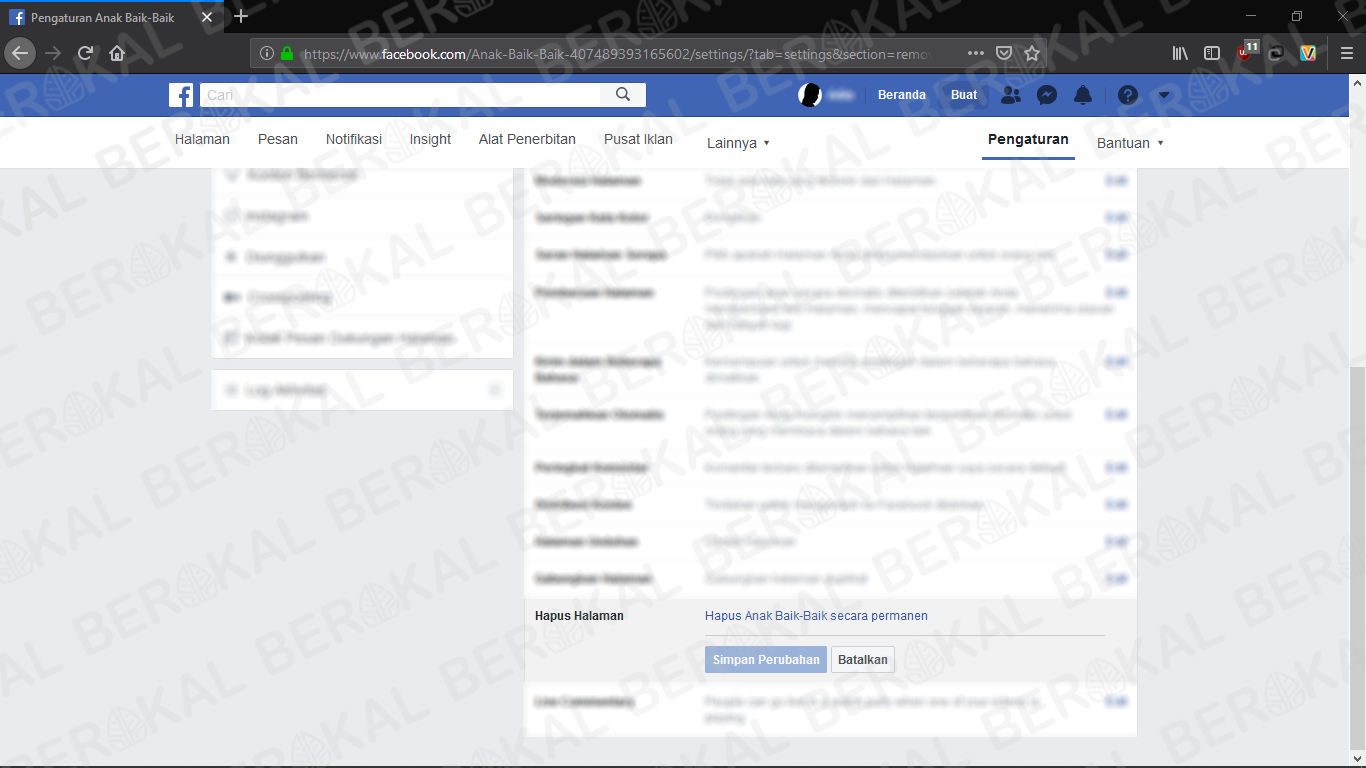hapus halaman facebook hapus halaman facebook
