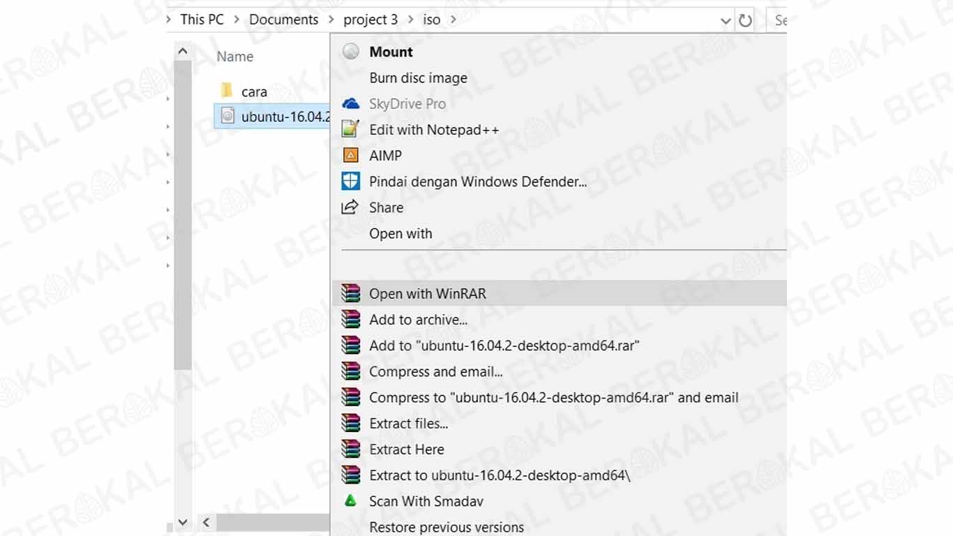cara buka file iso dengan winrar