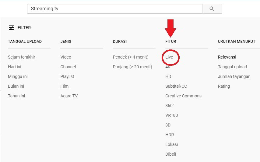 Klik live pada menu fitur Klik live pada menu fitur