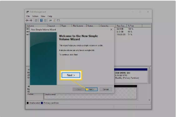 New Volume wizard New Volume wizard