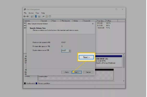 Pilih Specify Volume Pilih Specify Volume