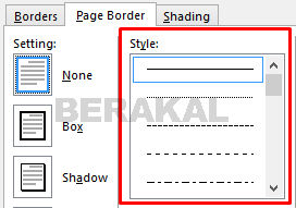 border style word border style word