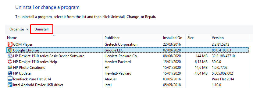 uninstall program uninstall program