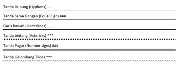 pilihan garis word pilihan garis word