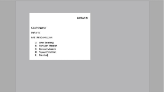 Ketik daftar isi secara manual Ketik daftar isi secara manual