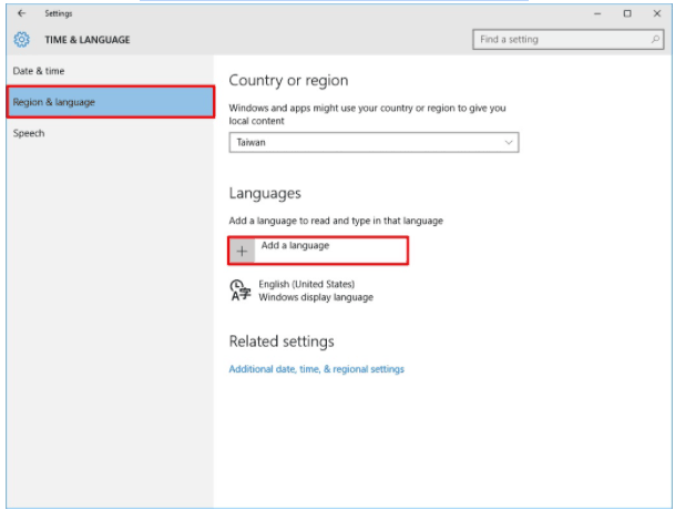 Pilih Pengaturan Region and Language Pilih Pengaturan Region and Language