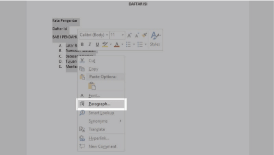Pilih ‘Paragraph...’ Pilih ‘Paragraph...’