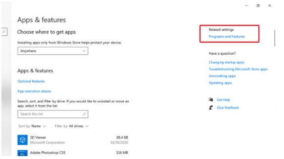 Program and Features Program and Features