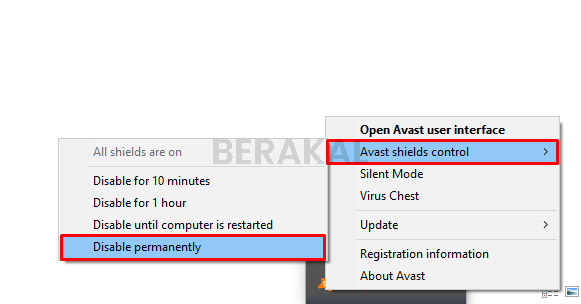 Disable Avast Disable Avast
