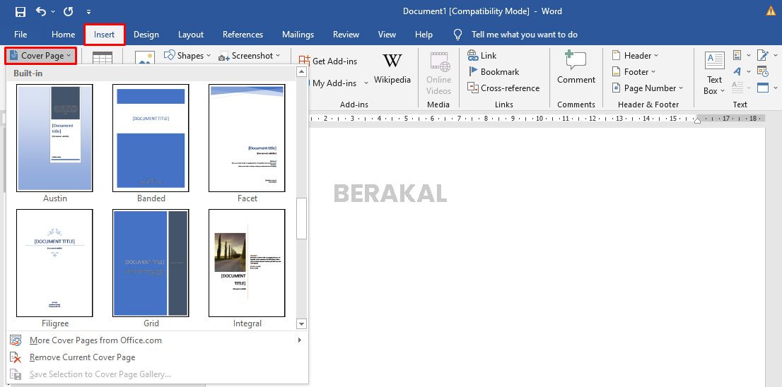 Insert Cover Page Word Insert Cover Page Word
