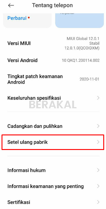 Setel Ulang Pabrik Setel Ulang Pabrik