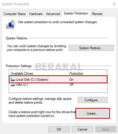 Create System Restore Point Create System Restore Point