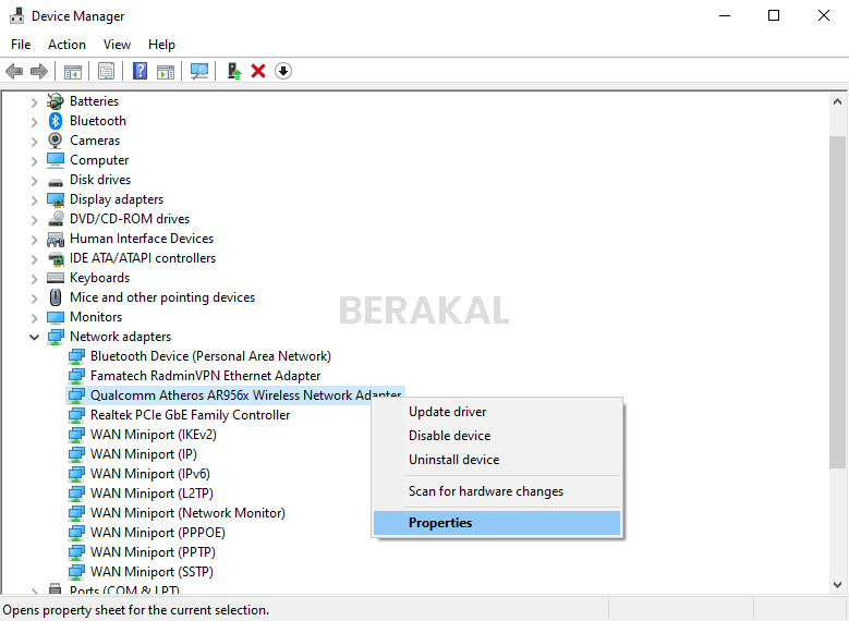 Properties Driver WiFi Properties Driver WiFi