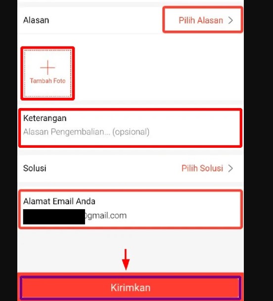 Jika sudah tekan tombol pilih alasan.