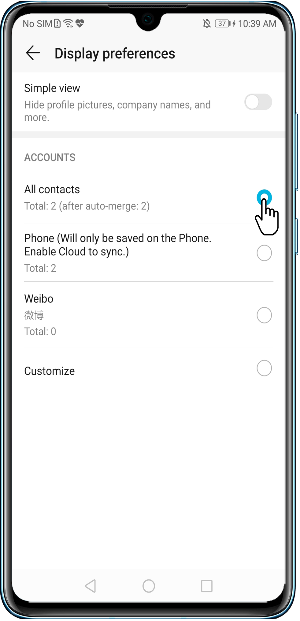 Selanjutnya pilih opsi All contacts. Selesai.
