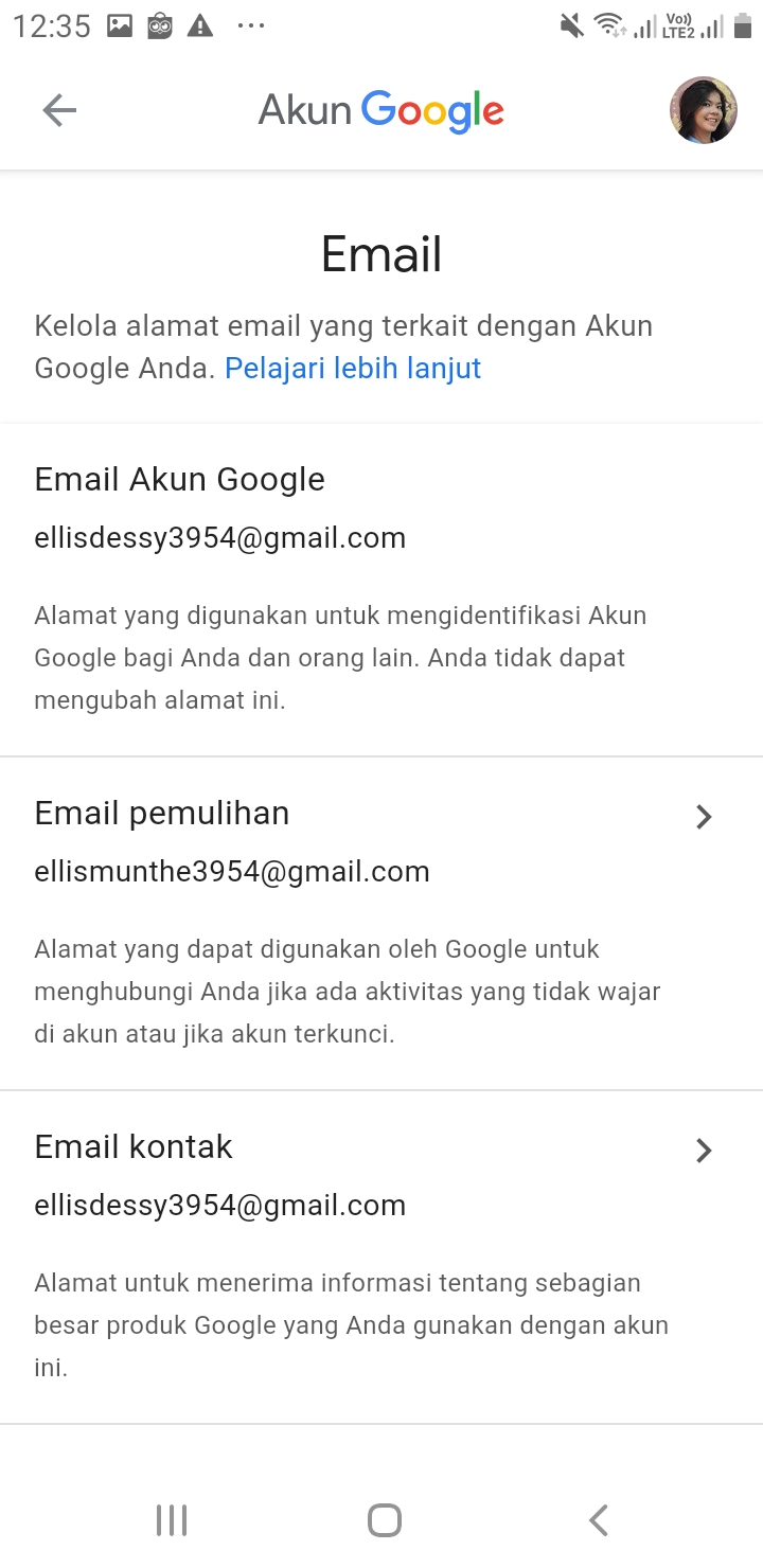 Setelah melakukan tahapan tersebut, maka alamat email milikmu akan langsung ditampilkan di bagian atas halaman.