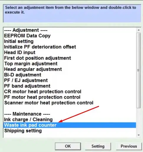 Tap opsi Waste ink pad counter, lalu periksalah bagian play pad yang terdapat di kotak tengah.